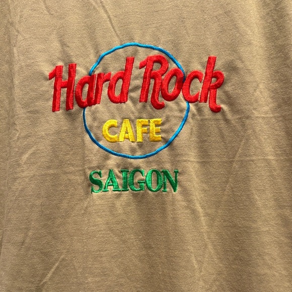 Hard Rock Cafe Tan Tee shirt with colorful embroidered logo 100% COTTON! - Picture 6 of 9